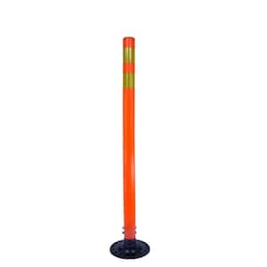 42 in. Orange Round Delineator Post and Base with High-Intensity Yellow Band