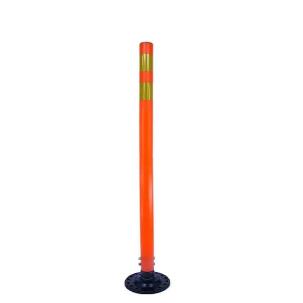 Three D Traffic Works 42 in. Orange Round Delineator Post and Base with High-Intensity Yellow Band