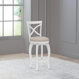 Ellendale 25.25 in. White Swivel Counter Stool