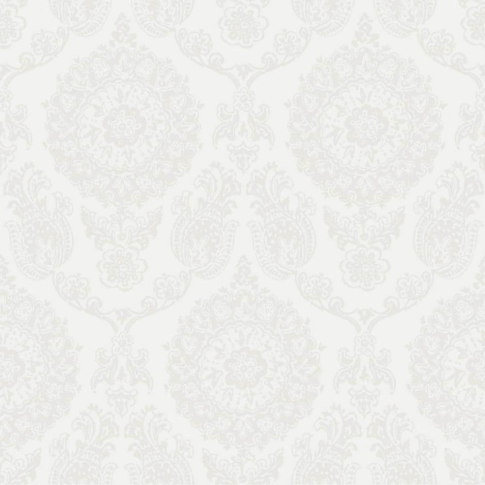 Helm Damask White Floral Medallion Matte Paper Pre-Pasted Wallpaper Sample price history on PriceWatchPro