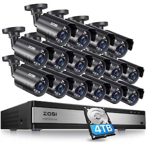 16-Channel 5MP-Lite 4TB DVR Security Camera System with 16 1080P Outdoor Wired Bullet Cameras