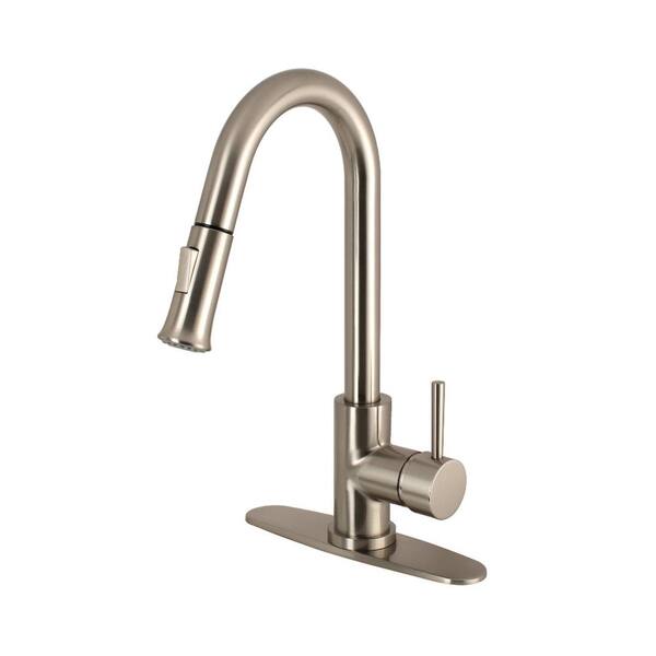 Kingston Brass Modern Single-Handle Pull-Down Sprayer Kitchen Faucet in Brushed Nickel