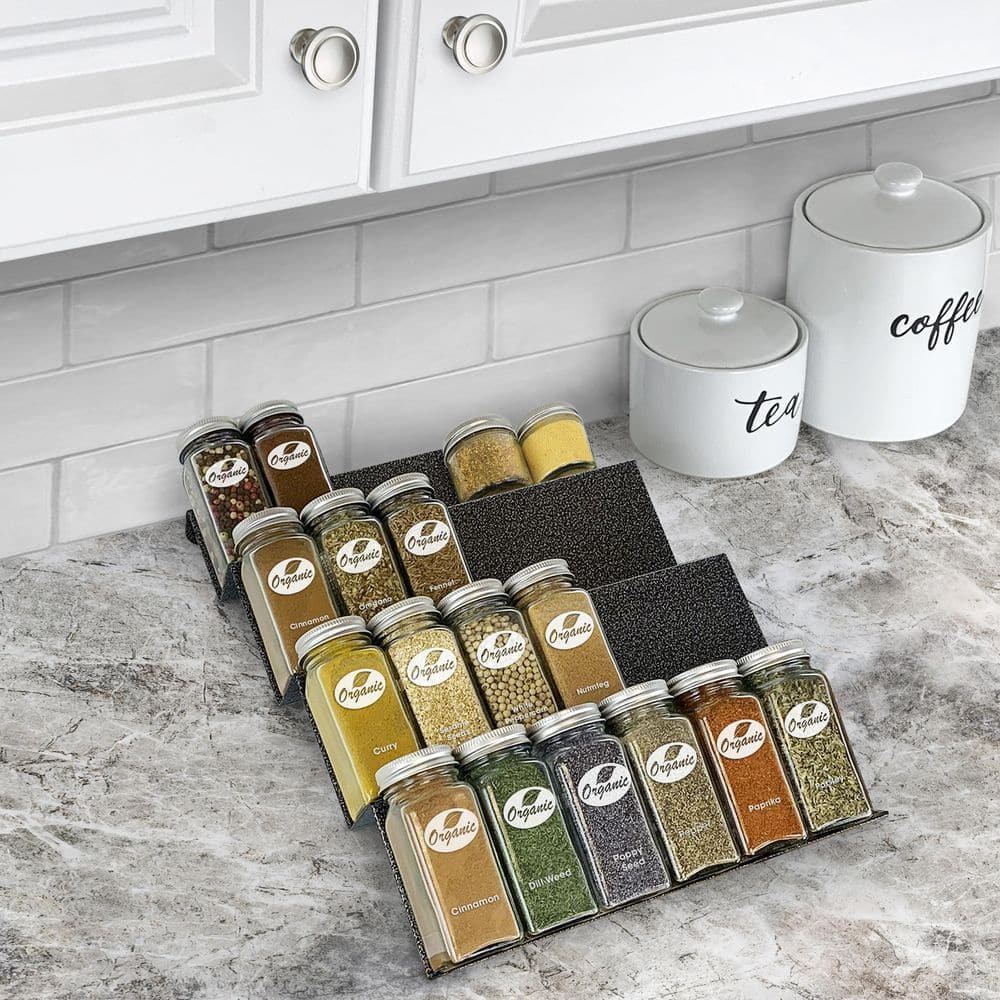 Medium Silver Metallic 4-Tier Spice Drawer Organizer