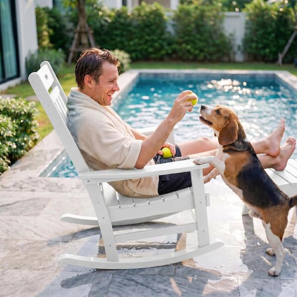 Tozey Chillrest White Plastic HDPE Outdoor Rocking Chair T-PC220R2