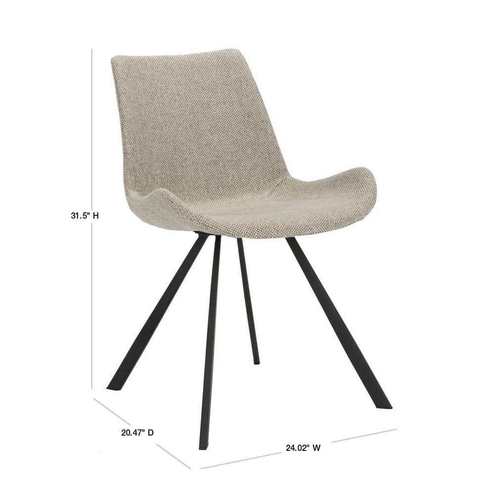 Light Grey Upholstered Mid-Century Modern Dining Chairs, Set of 2