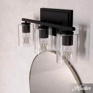 Kerrison 21 in. 3-Light Natural Iron Vanity-Light with Clear Seeded Glass Shades
