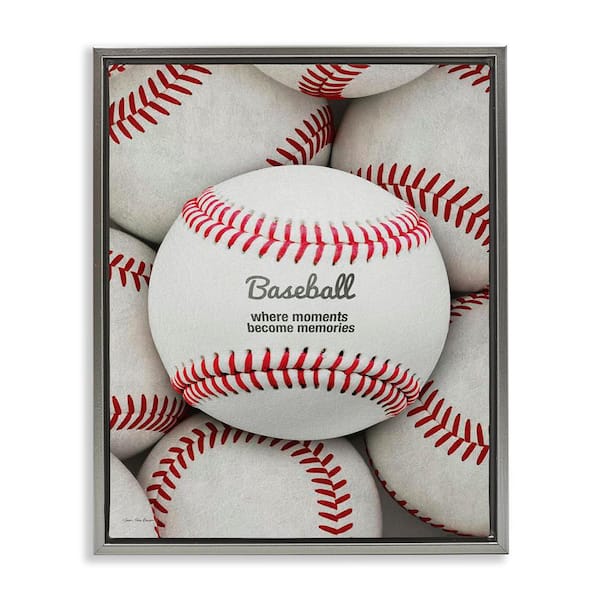 Stupell Industries Baseball Memories Phrase by Seven Trees Design Gray Floater Frame Sports Graphic Art Print 21 in. x 17 in.