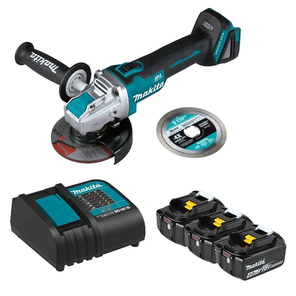 Makita 18-Volt LXT Lithium-Ion Battery and Charger Starter Pack (4. 0Ah) with X-LOCK Grinder