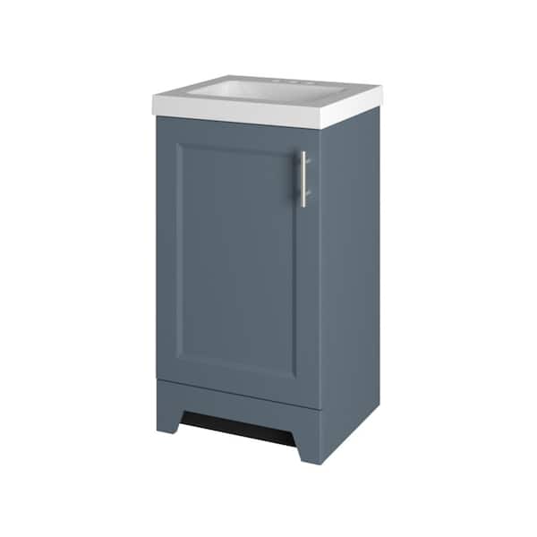 Glacier Bay Brindle 18.5 in. W x 16.25 in. D x 33.8 in. H Single Sink Bath Vanity in Steel Blue with White Cultured Marble Top