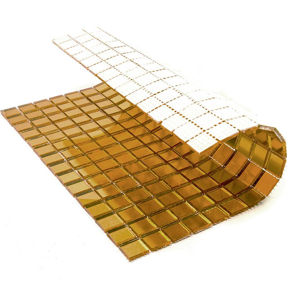 Golden Amber 12'' x 12'' Glass Mosaic Tile Sheet