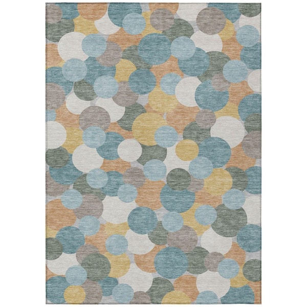 Chantille Machine Washable Indoor/Outdoor Abstract ACN2450 Teal 8 ft. x 10 ft. Area Rug