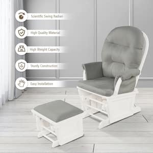Light Grey Baby Nursery Relax Rocker Rocking Chair Glider and Ottoman Set with Cushion