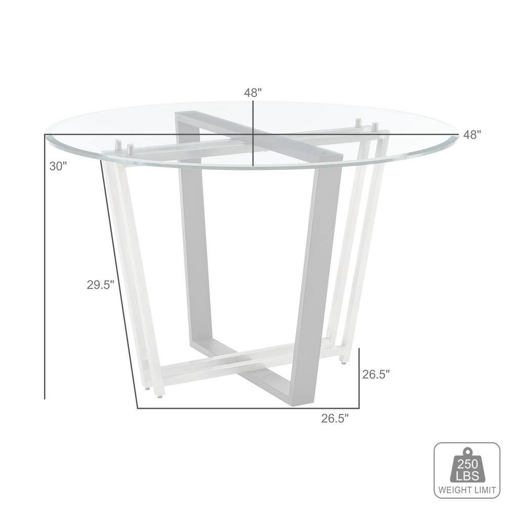 48" Round Glass Top Dining Table with Gold and Black Metal Base
