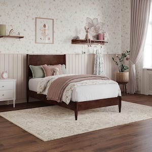 Pasadena Walnut Brown Solid Wood Frame Twin Low Profile Platform Bed