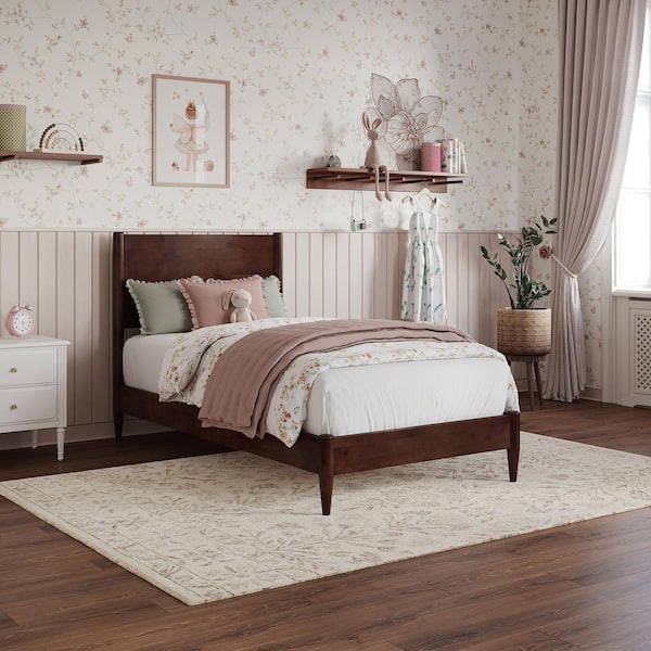AFI Pasadena Walnut Brown Solid Wood Frame Twin Low Profile Platform Bed