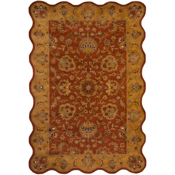 SAFAVIEH Heritage Red/Natural 6 ft. x 9 ft. Border Scalloped Area Rug