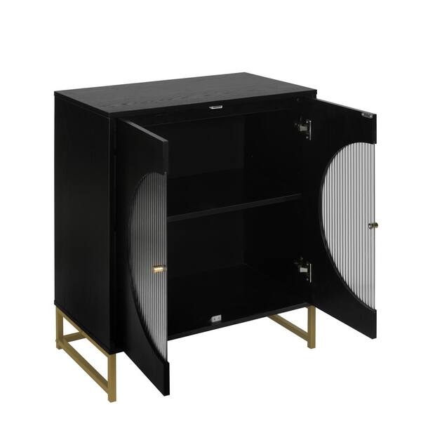 Black accent cabinet store with glass doors