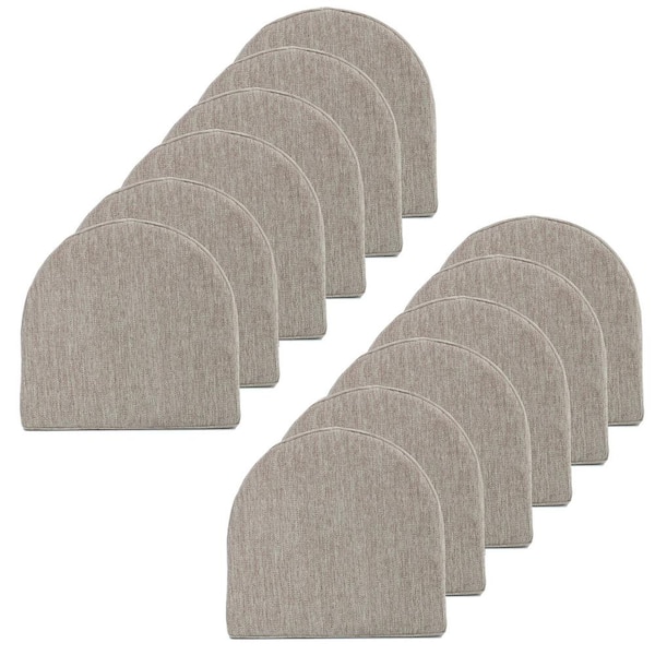 Sweet Home Collection High Density Memory Foam 17 in. x 16 in. U-Shaped Non-Slip Indoor/Outdoor Chair Seat Cushion with Ties, Taupe (12-Pack)
