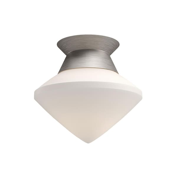 ALORA MOOD Nora 8 in. 1 Light 60-Watt Brushed Nickel/Opal Matte Glass Flush Mount