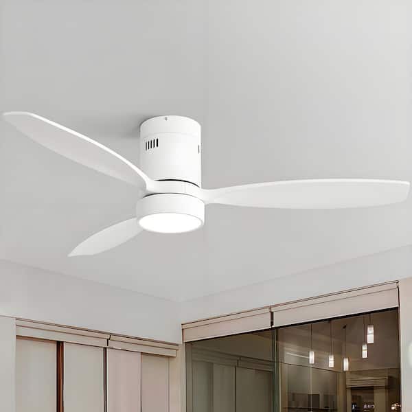 CACI Mall 52 in. Indoor/Outdoor White Ceiling Fan Integrated LED with Light Kit and Remote Control