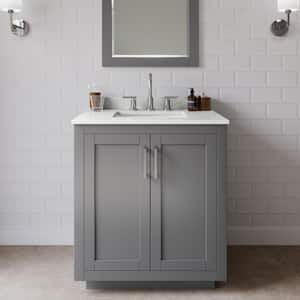 Miranda 30 in. W x 22 in. D x 33.75 in. H Single Bath Vanity in Dark Gray with Giotto Quartz Top and 24 in. Mirror