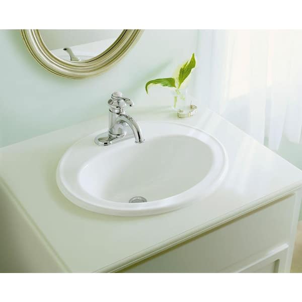 KOHLER Pennington 20-1/4 in. Drop-In Vitreous China Bathroom Sink in White with Overflow Drain