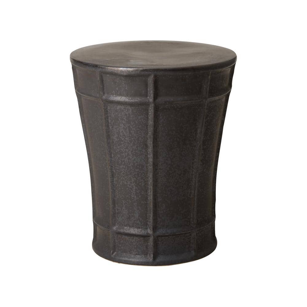 Emissary 18 in. Gun Metal Glazed Ceramic Varro Indoor/Outdoor Stool/Accent Table 12440GM The