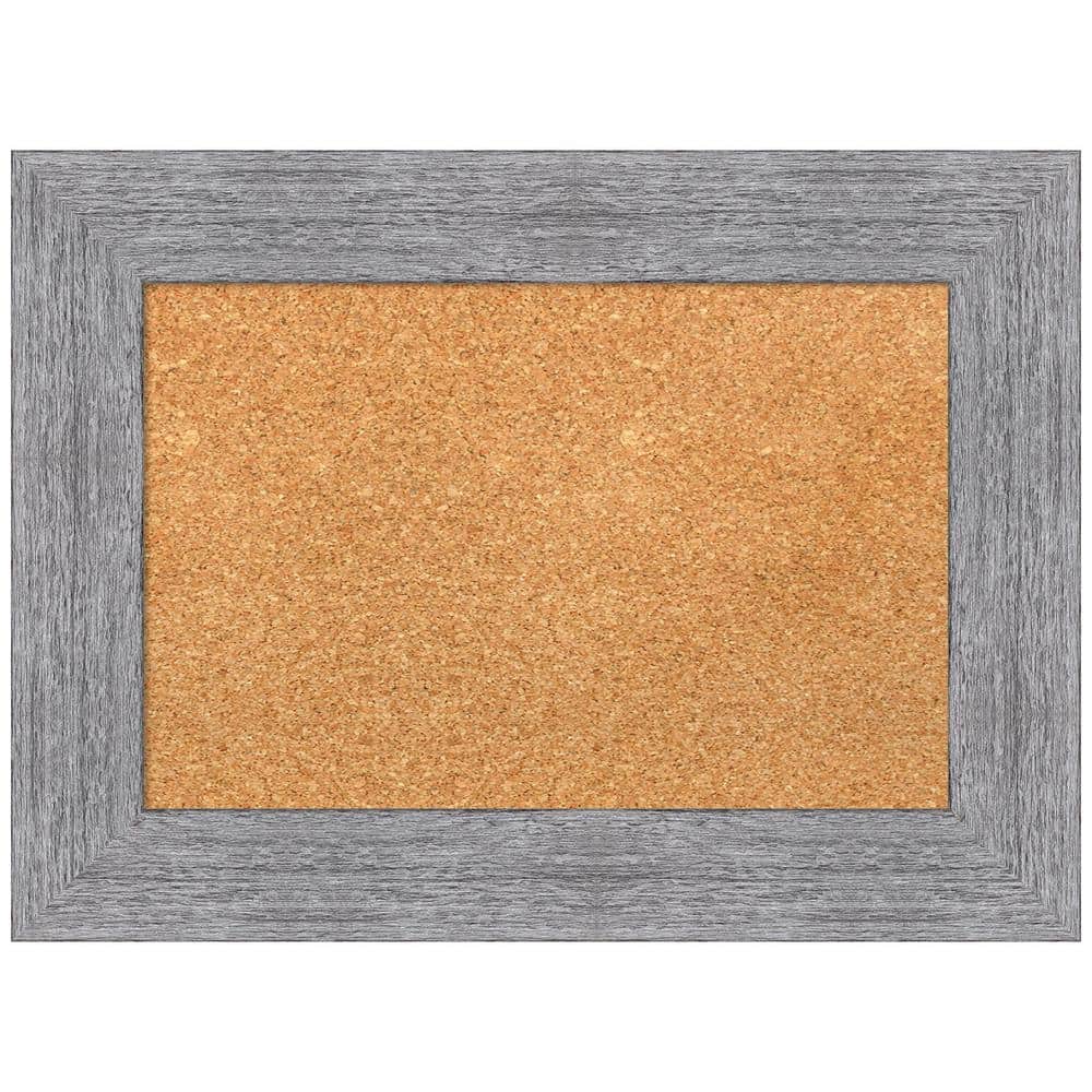 Rustic Gray Framed Natural Cork Bulletin Board