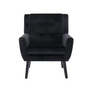 URTR Black Soft Velvet Ergonomics Accent Chair with Armrest