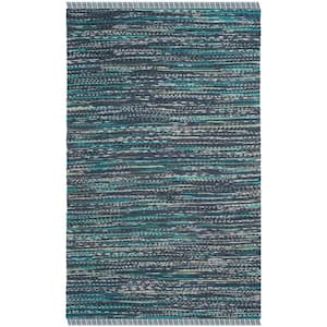 Rag Rug Ink/Multi 6 ft. x 9 ft. Striped Area Rug