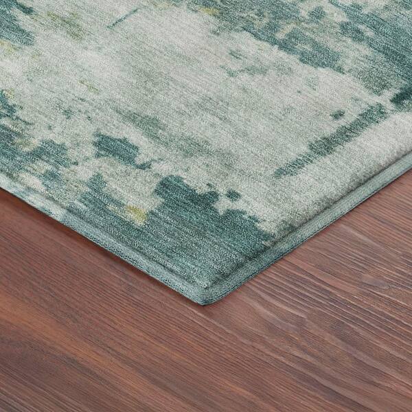 Mayfield Premium Machine Washable Abstract AMF2362 Teal 2 ft. x 3 ft. Accent Rug