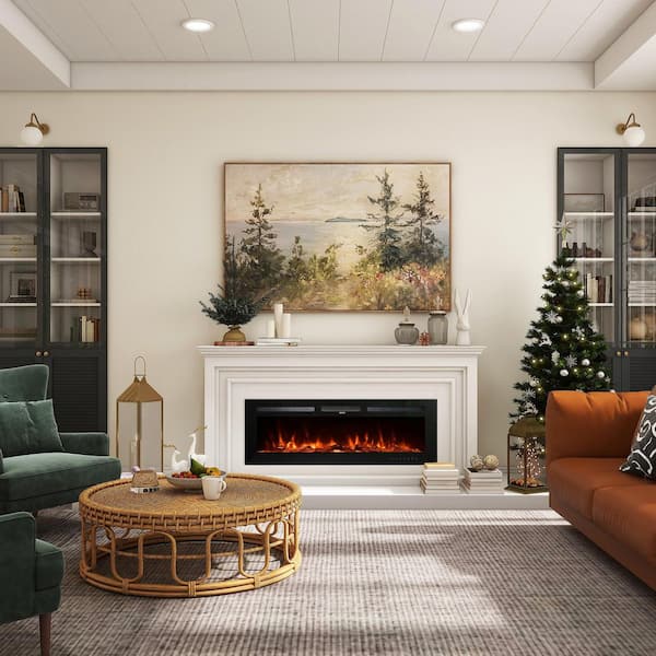 Mondawe 50 in. Wall-Mounted or Built-In Electronic Fireplace