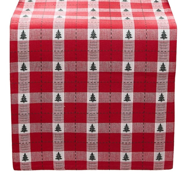 Threadmade Home Sherwood Tree Dobby Table Runner, Red - 13"W x 70"L