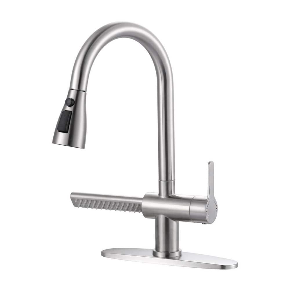 15.7 in. Pull Down Sprayer Kitchen Faucet with 360 Degree Spout Swivel and Waterfall Spout in Brushed Nickel price history on PriceWatchPro