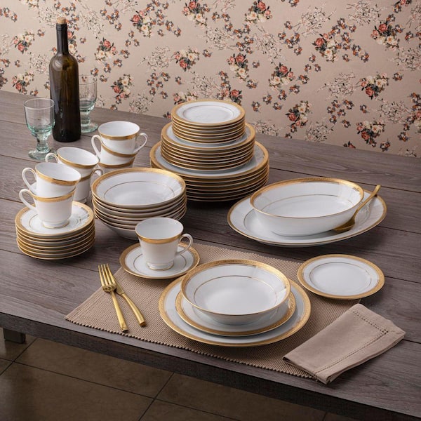 未☆ノリタケ☆☆ CRESTWOOD GOLD 4167 5枚 Noritake Crestwood Gold 50-Piece (Gold) Porcelain Dinnerware Set