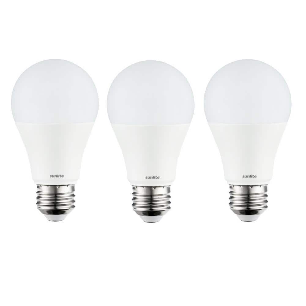 Sunlite 100-Watt Equivalent A19 Non-Dimmable UL Listed Bright 1500 Lumens E26 Base LED Light Bulb in Super White 5000K (3-Pack) -  HD02553-1