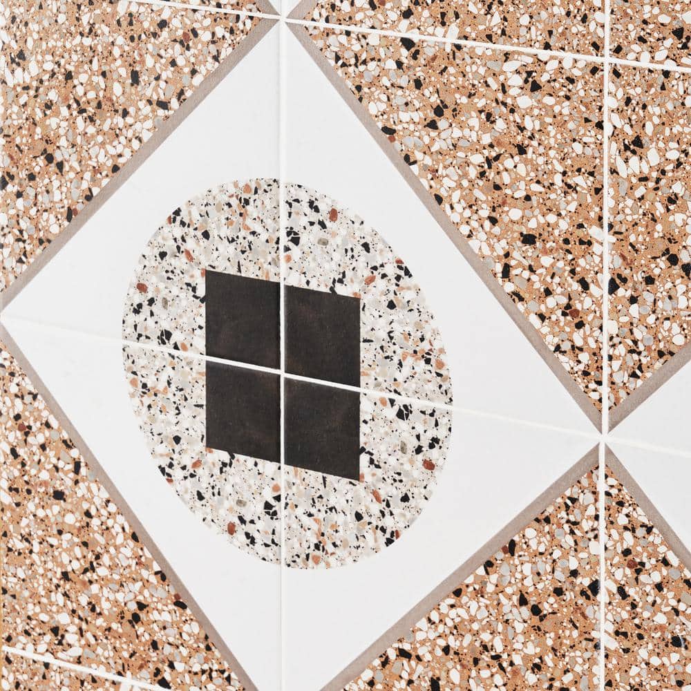 Grain Deco 8" Matte Porcelain Terrazzo Floor and Wall Tile