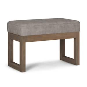 Milltown 27 in. Wide Contemporary Rectangle Footstool Ottoman Bench in Distressed Grey Taupe Vegan Faux Leather
