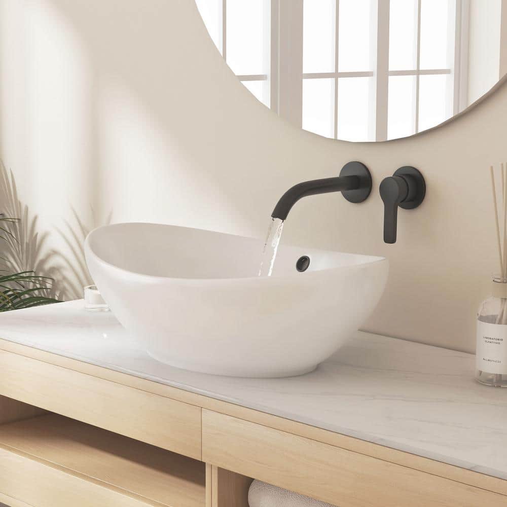 Eclisse 23" x 15" White Ceramic Oval Vessel Sink