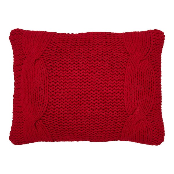 12x16 Cable Knit Sweater Pillow Red