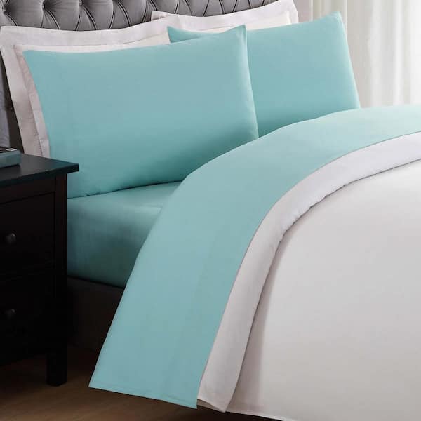 My World Anytime 4-Piece Turquoise Solid Polyester Full Sheet Set