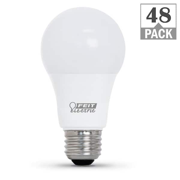 60-Watt Equivalent A19 Dimmable CEC Title 20 90+ CRI E26 Medium LED Light Bulb, Bright White 3000K (48-Pack)