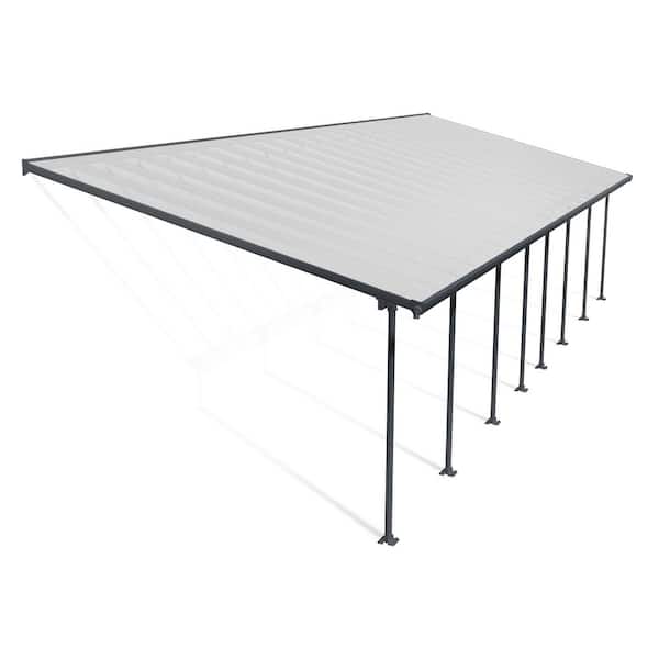 Feria 13 ft. x 40 ft. Gray/Clear Aluminum Patio Cover