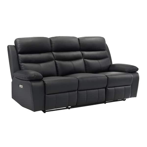 Edelia 86.5 in. W Pillow Top Arm Leather Rectangle Power Double ...