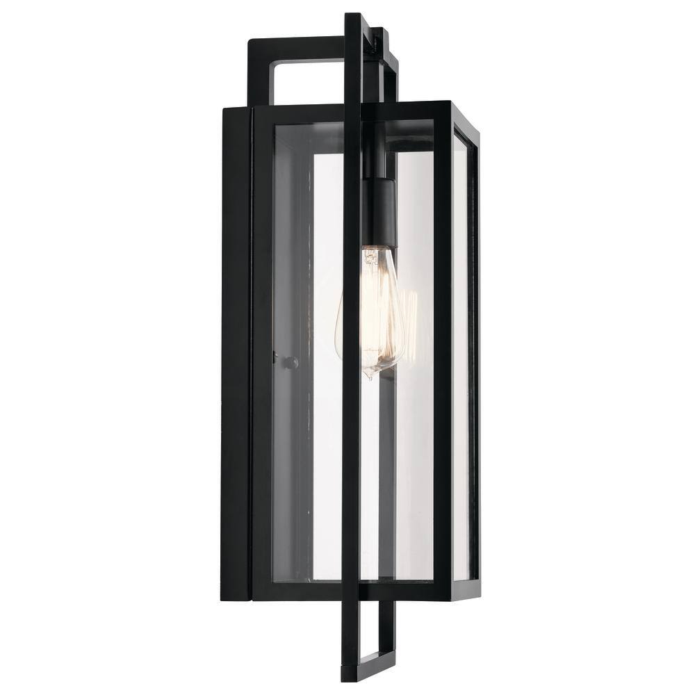 Goson 20" Black Industrial Outdoor Wall Light with Clear Glass