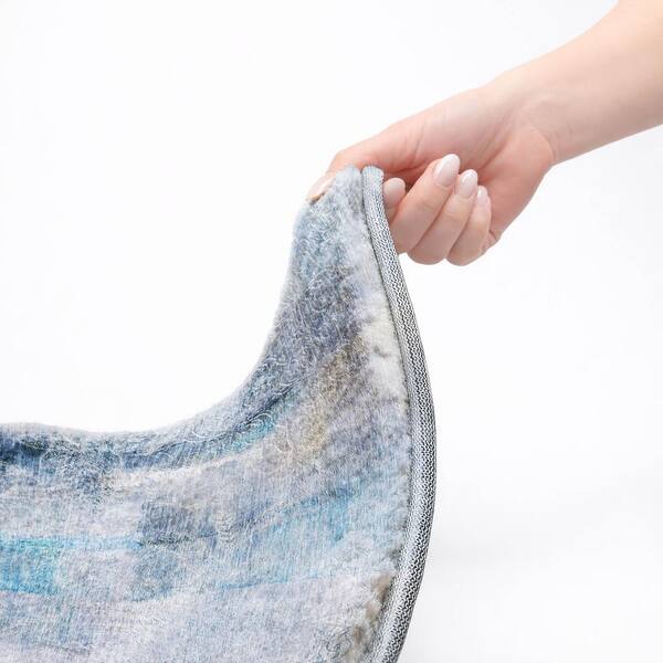 Dream Shag Premium Machine Washable Abstract ADS537 Blue 3 ft. x 4 ft. Area Rug