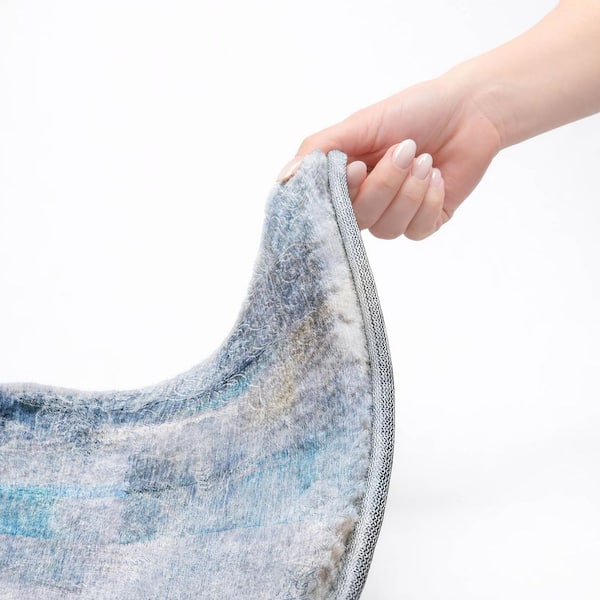 Dream Shag Premium Machine Washable Abstract ADS537 Blue 8 ft. x 10 ft. Area Rug