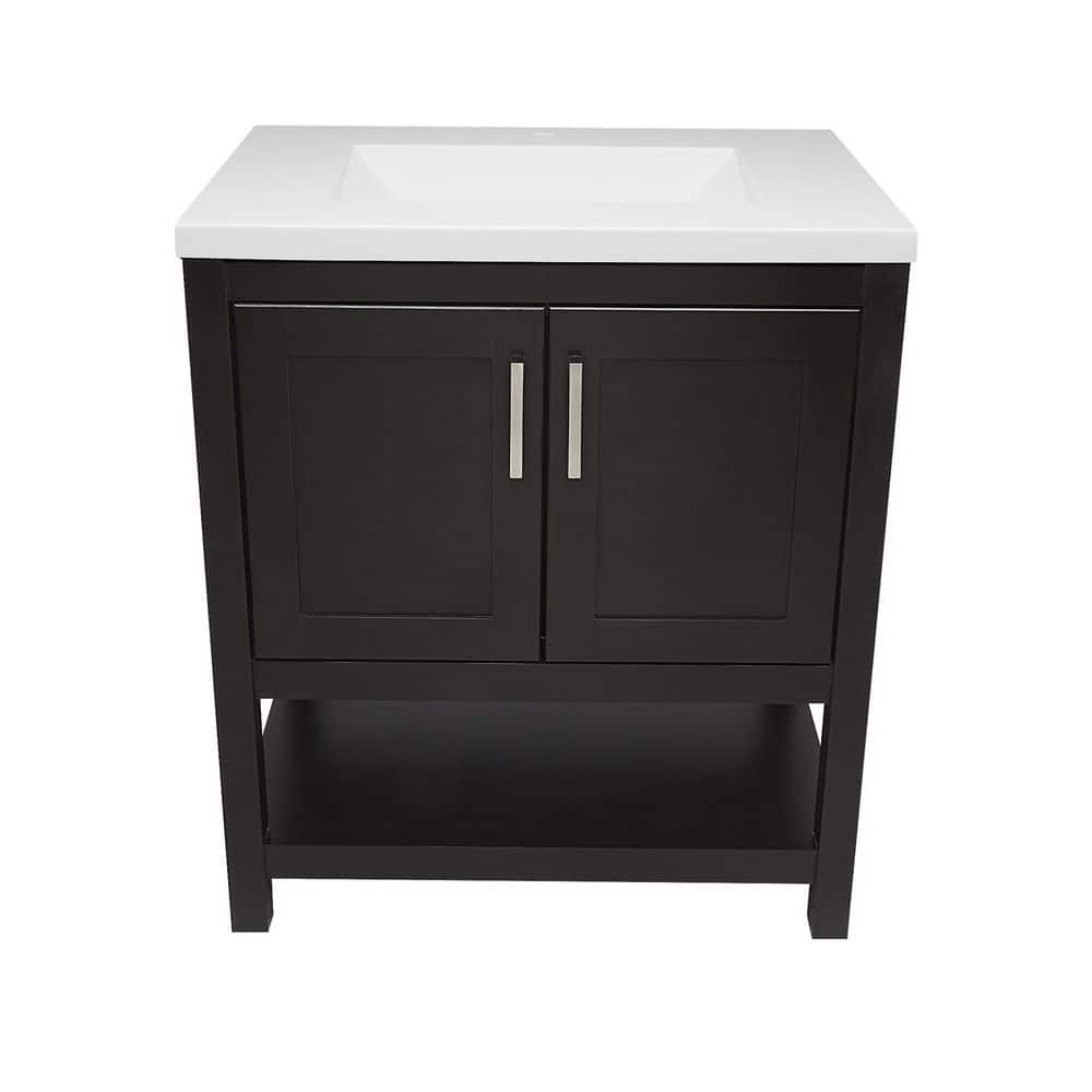 Ella Taos 31 in. W x 22 in. D Bath Vanity in Espresso with White ...