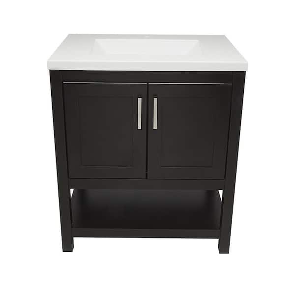 Taos 31 in. W x 22 in. D Bath Vanity in Espresso with White Cultured Marble Top Single Hole