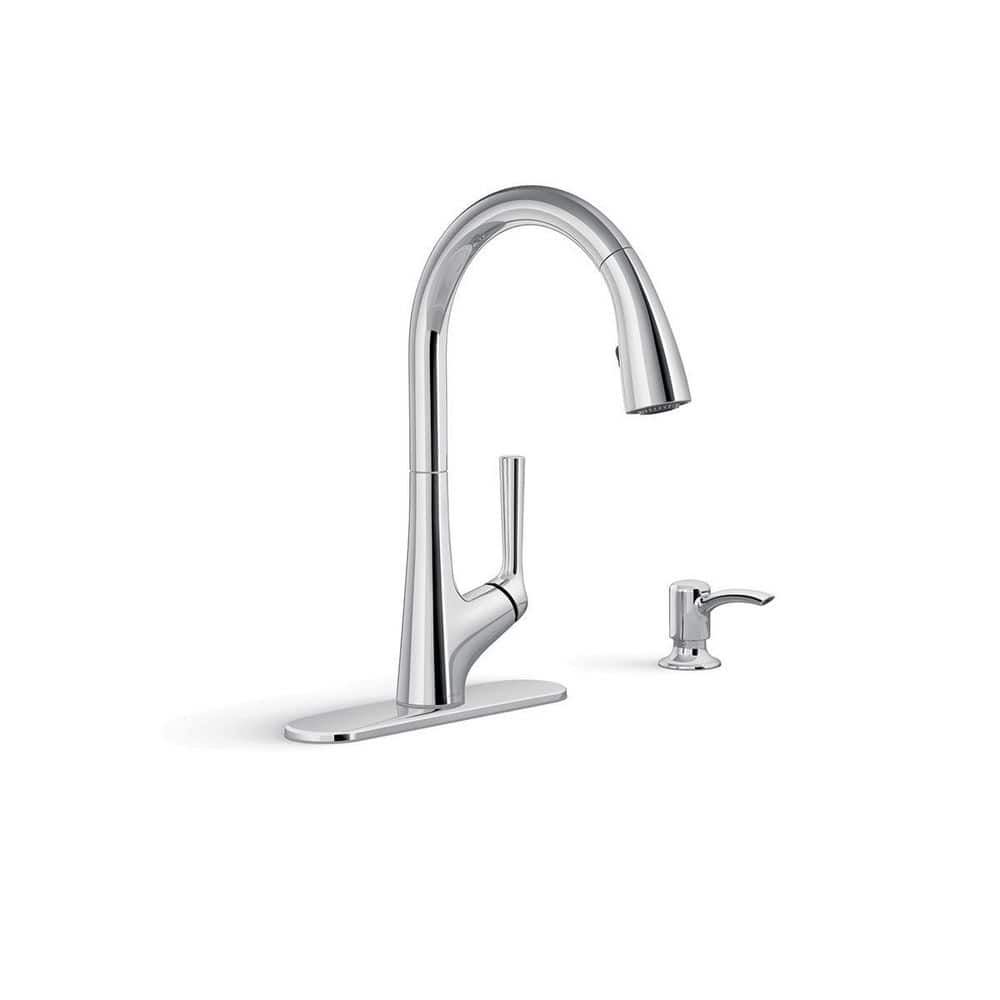 Elmbrook Single-Handle Pull-Down Sprayer Kitchen Faucet in Polished Chrome -  KOHLER, R22968-SD-CP